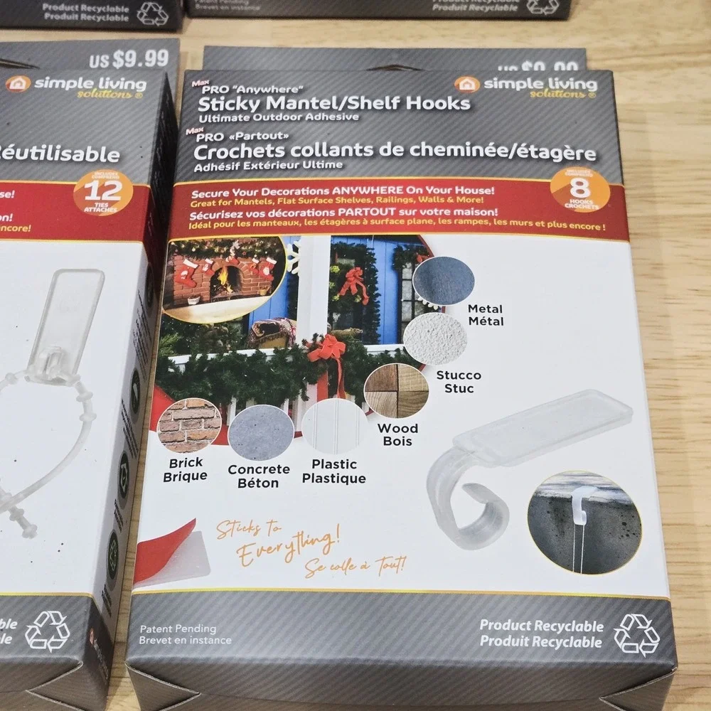 Lot of 4 Simple Living Max PRO Anywhere Outdoor Adhesive Sticky Clamp Clips Ties